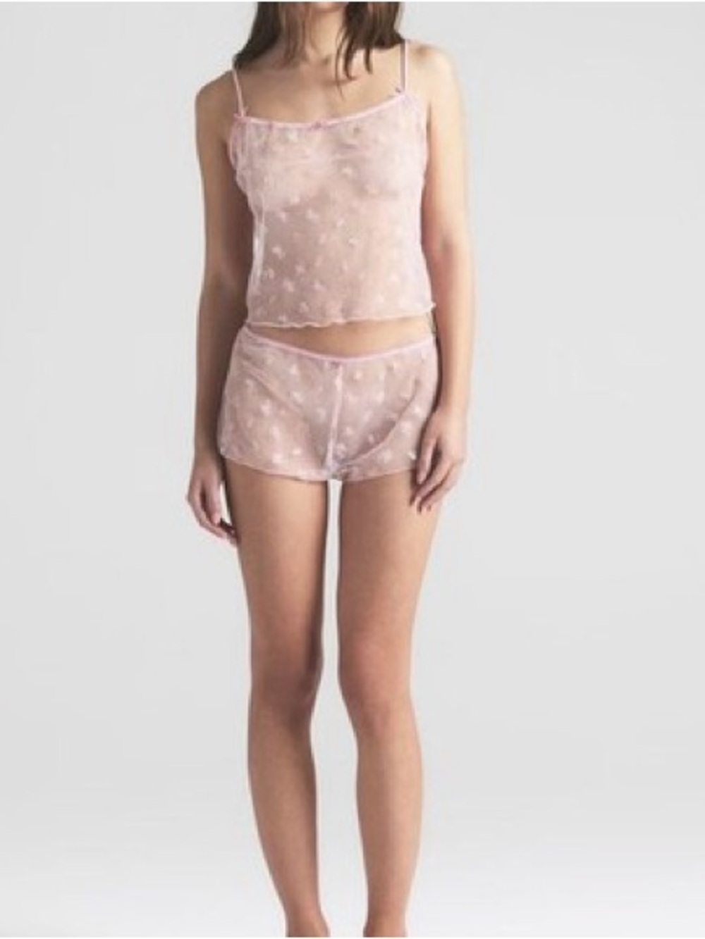 Skims spring intimates scoop cami and short set in cherry blossom tulle